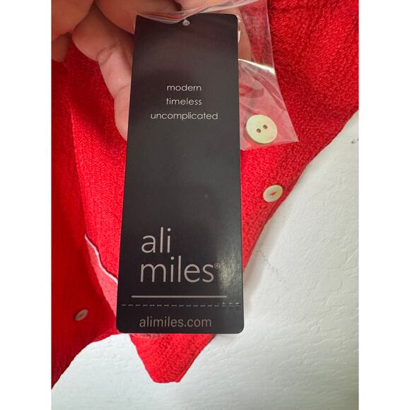 Ali Miles Womens Orange Knit Three Quarters Sleeves Scoop Neck Side Slits Sze XL - Picture 5 of 9